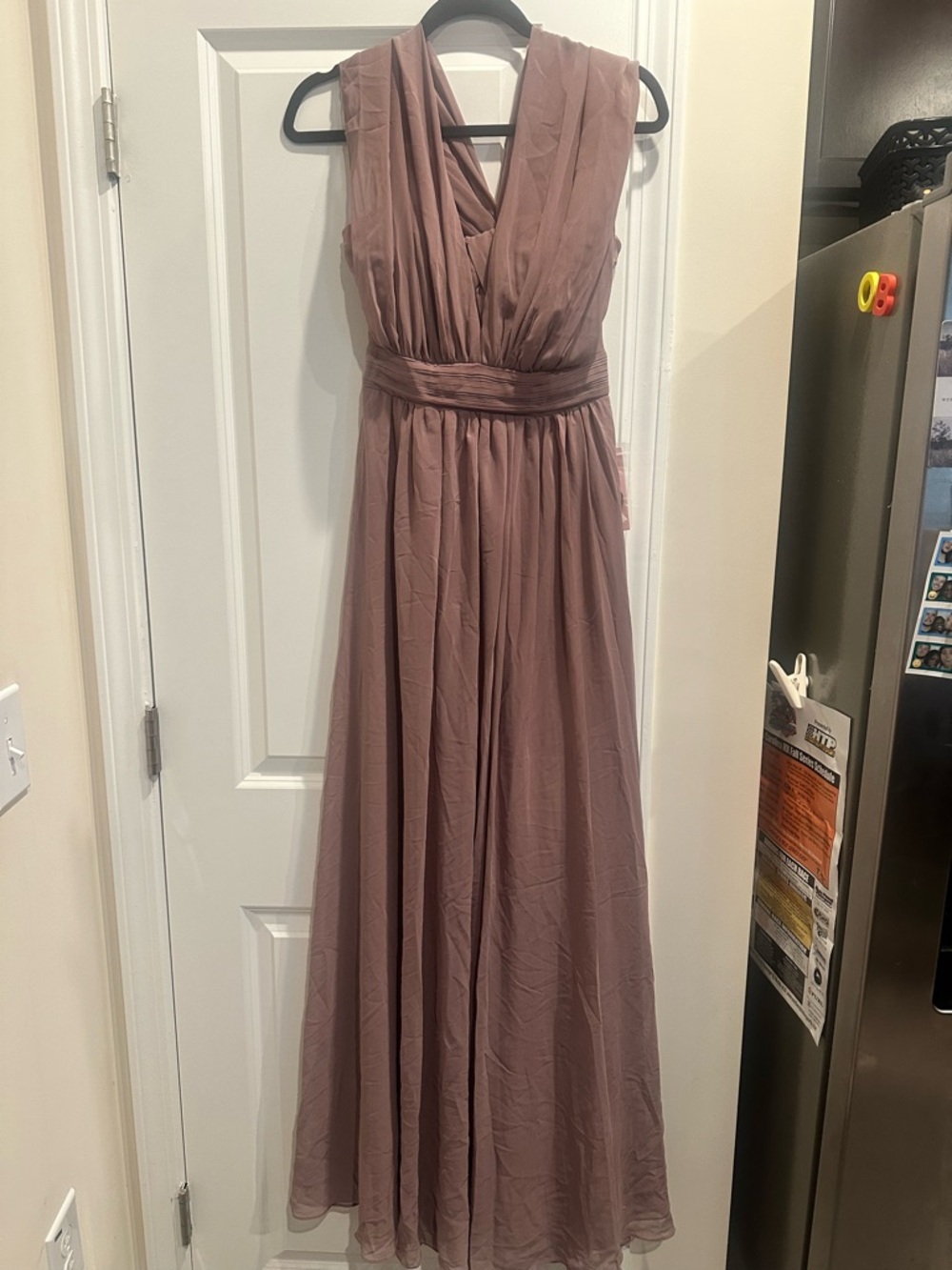 Birdy Grey GRACE Dark Mauve Chiffon V-Neck Maxi Dress